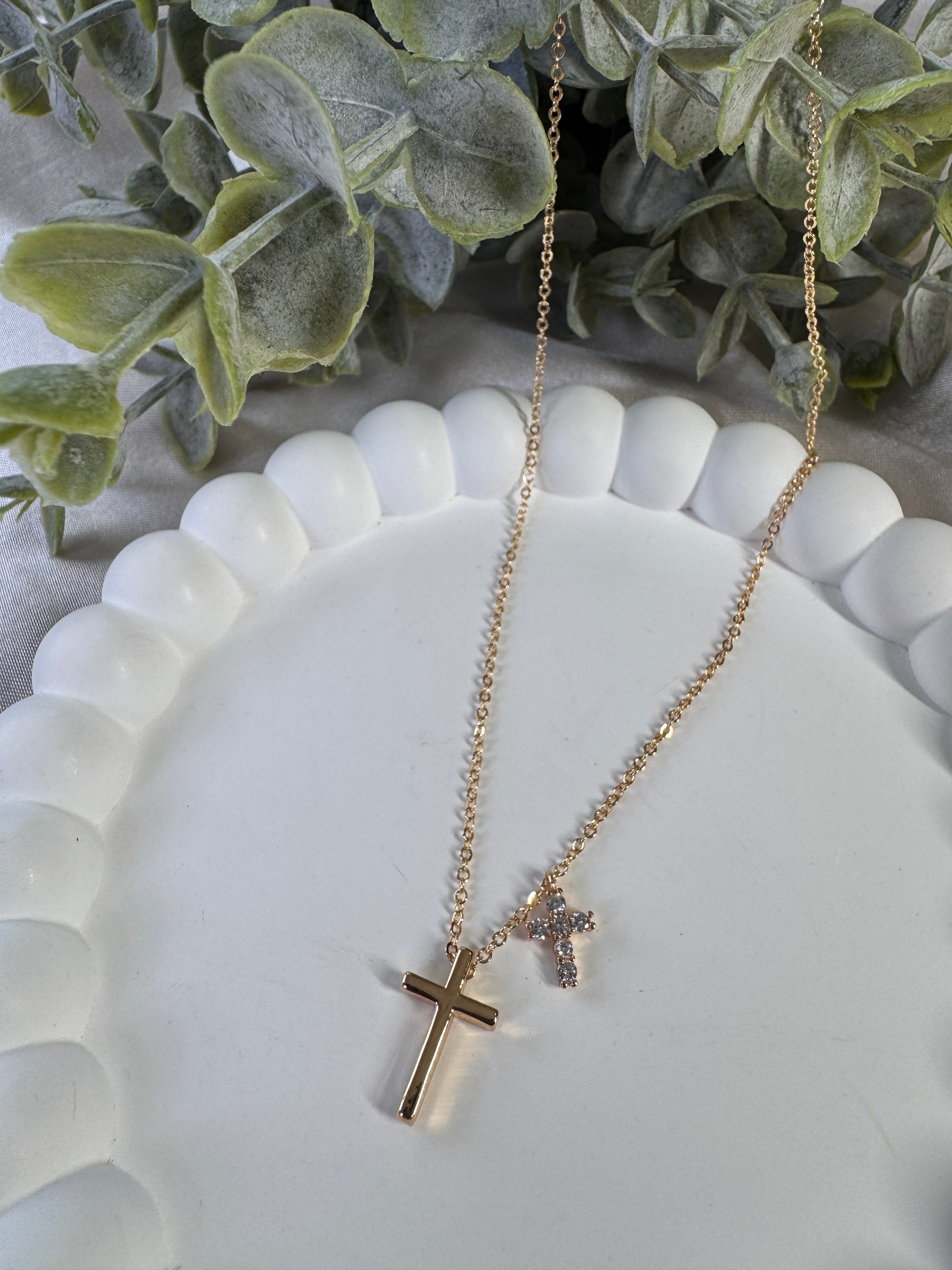 Gold Dipped Cross Charms Necklace
