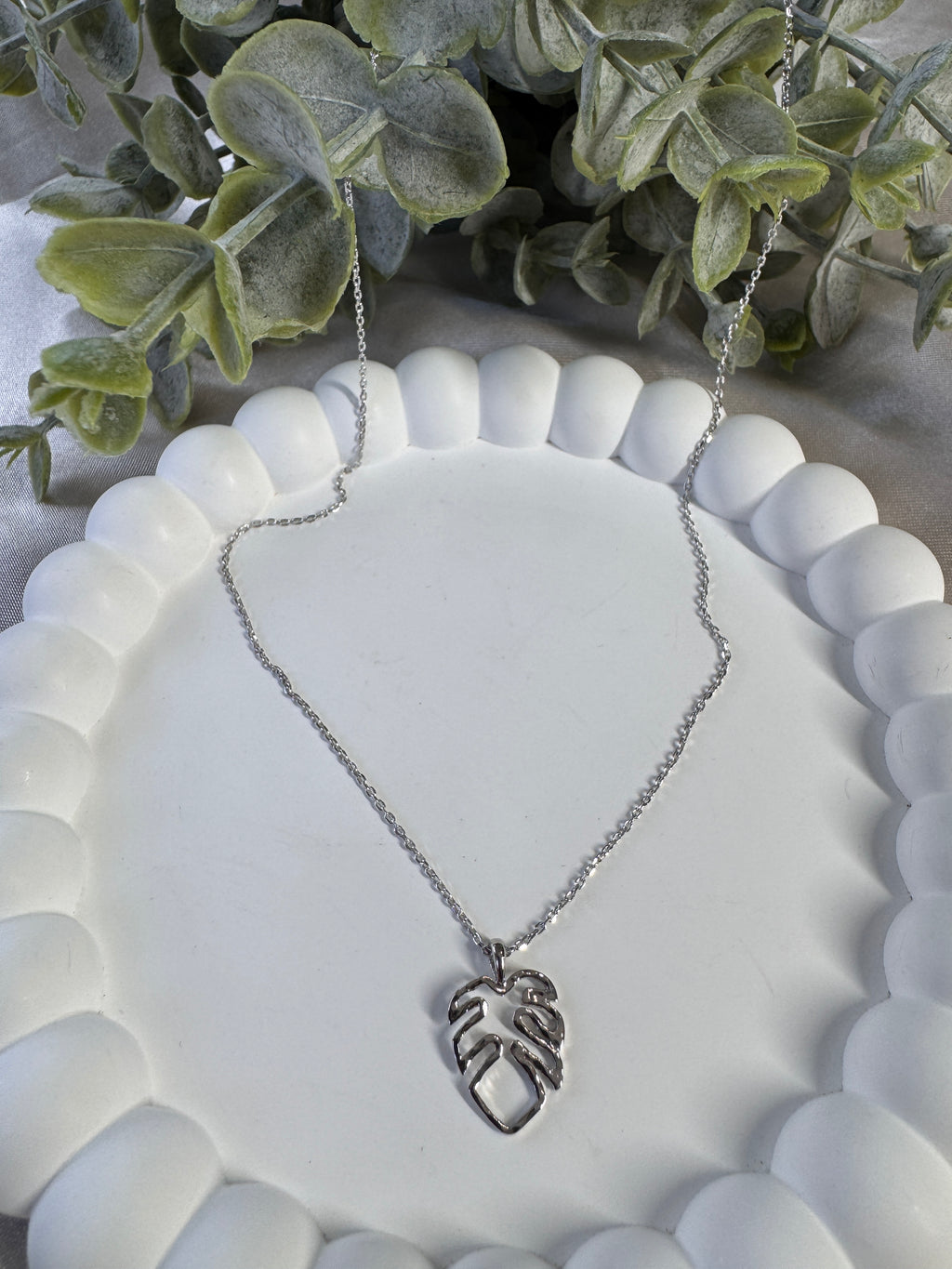 18K Gold Dipped Monstera Cutout Pendant Necklace