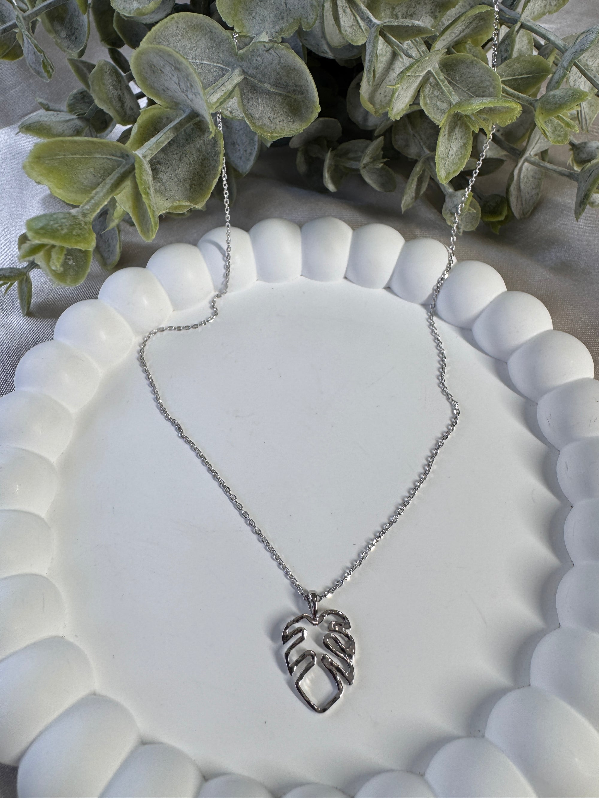 18K Gold Dipped Monstera Cutout Pendant Necklace