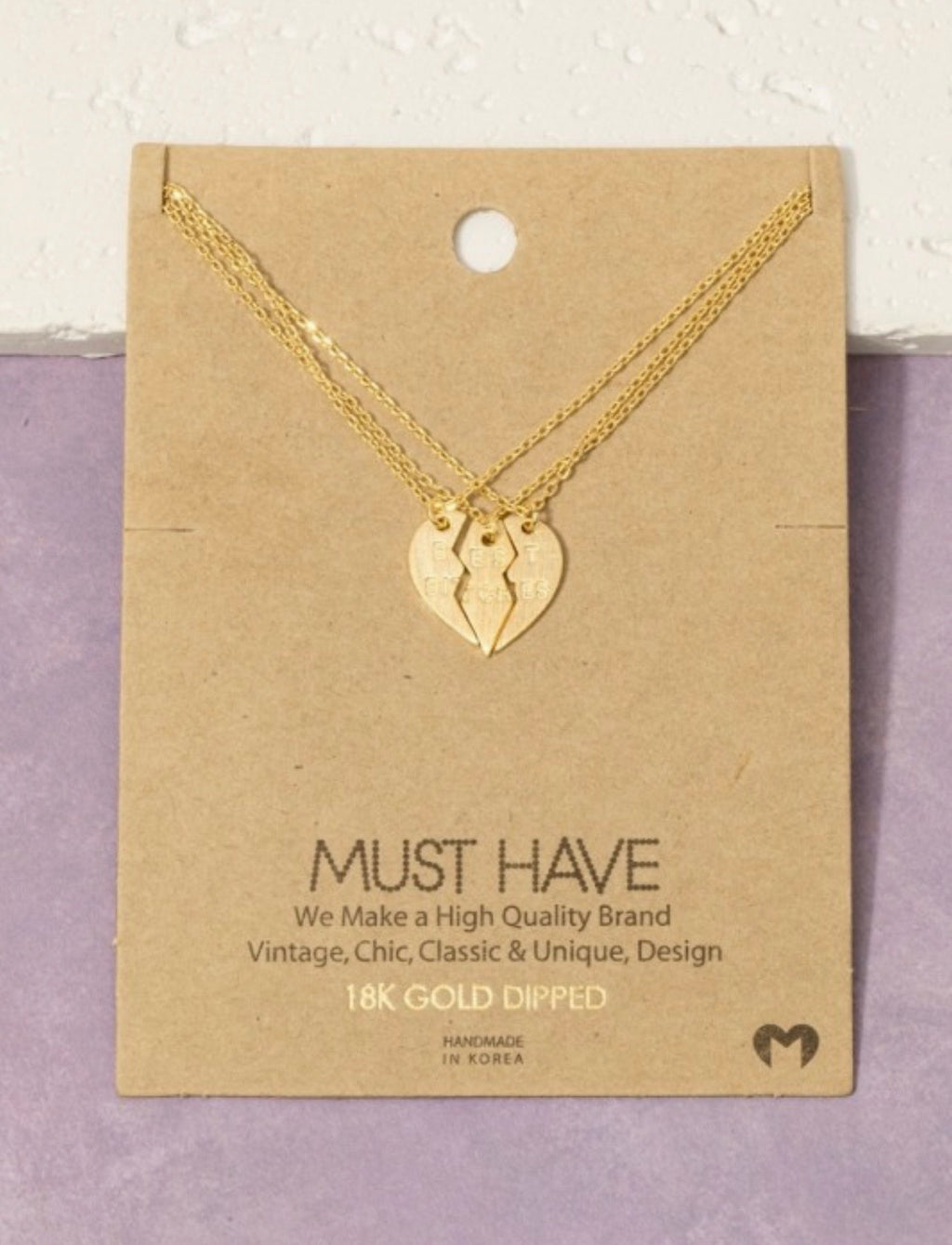 18 k Gold Dipped Best bitches Heart Pendant Necklace Set