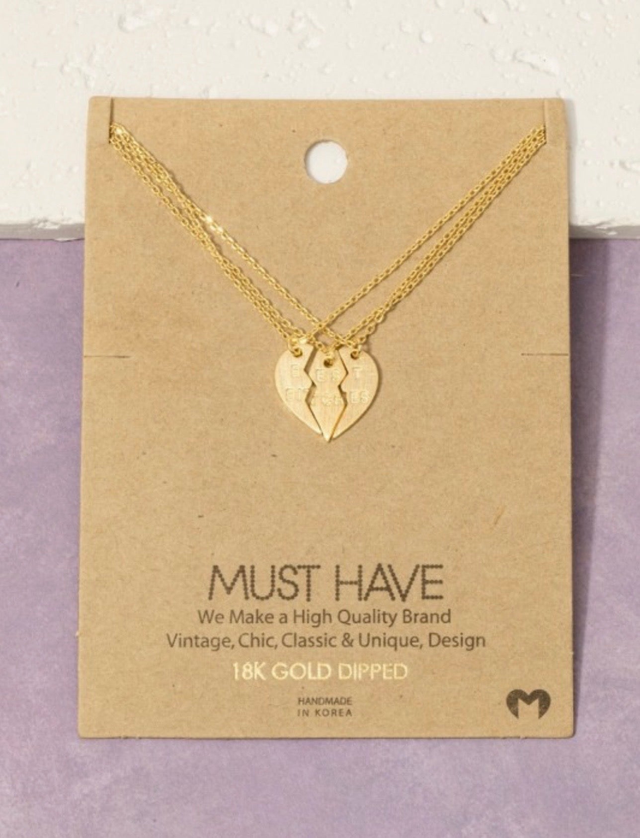 18 k Gold Dipped Best bitches Heart Pendant Necklace Set