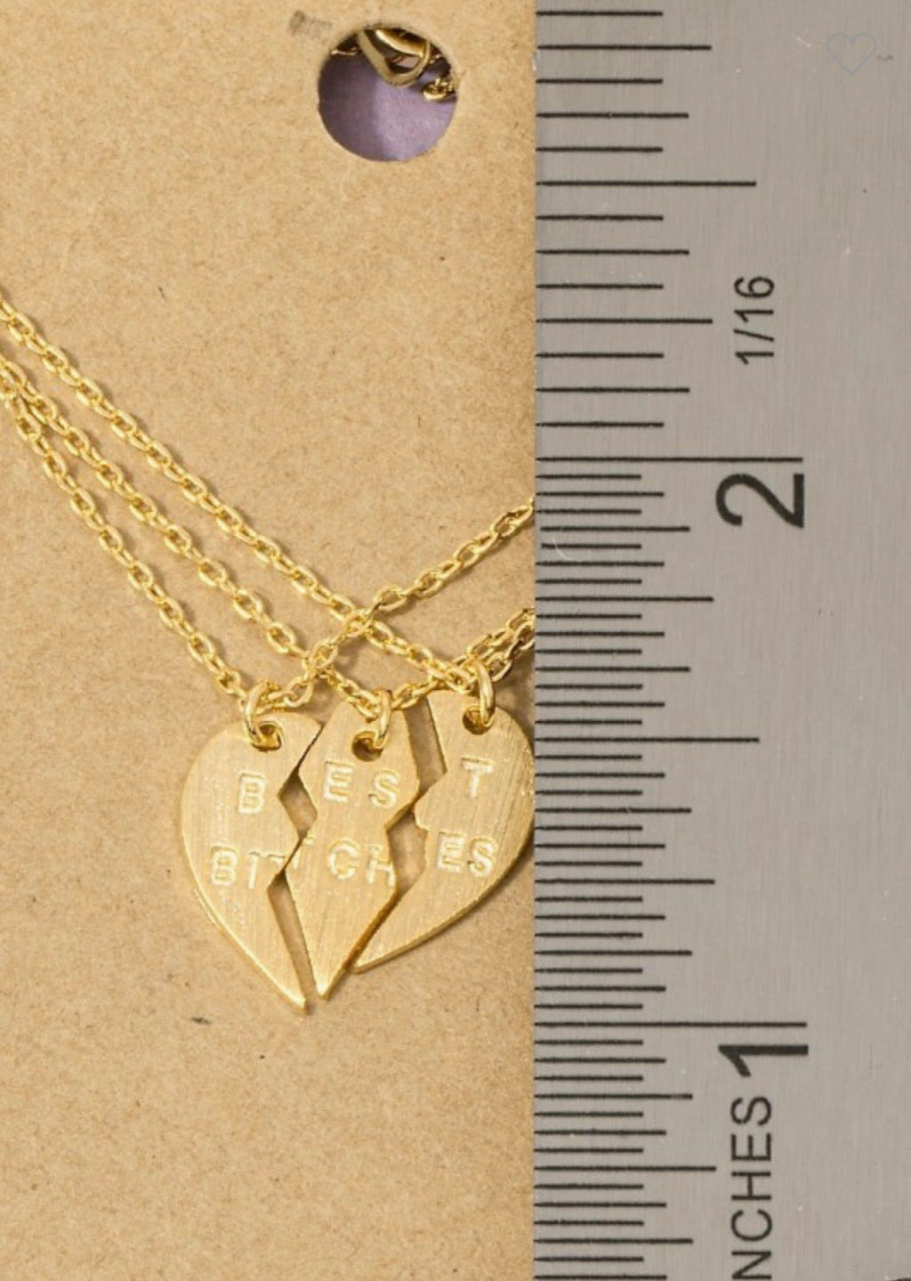 18 k Gold Dipped Best bitches Heart Pendant Necklace Set