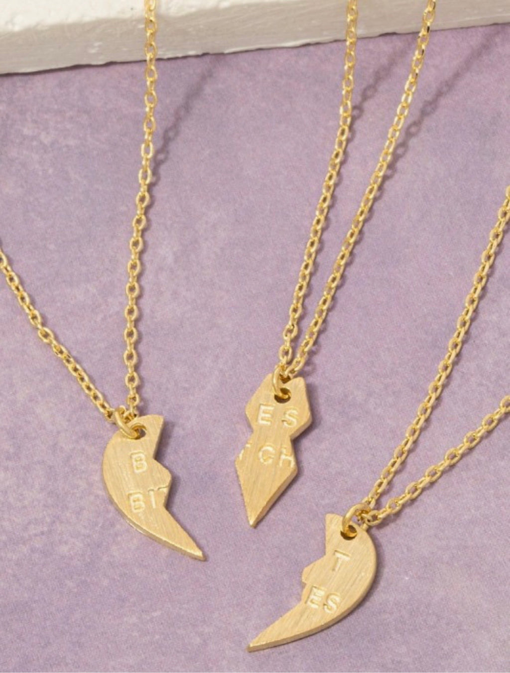 18 k Gold Dipped Best bitches Heart Pendant Necklace Set