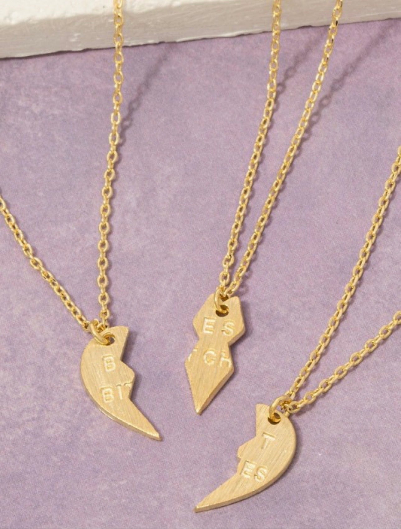 18 k Gold Dipped Best bitches Heart Pendant Necklace Set