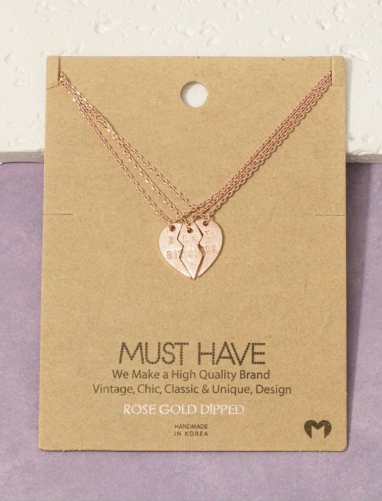 18 k Gold Dipped Best bitches Heart Pendant Necklace Set