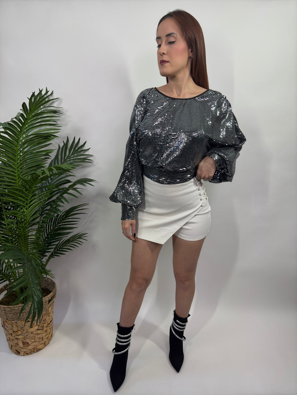 Long Sleeve Tube Sequins Top