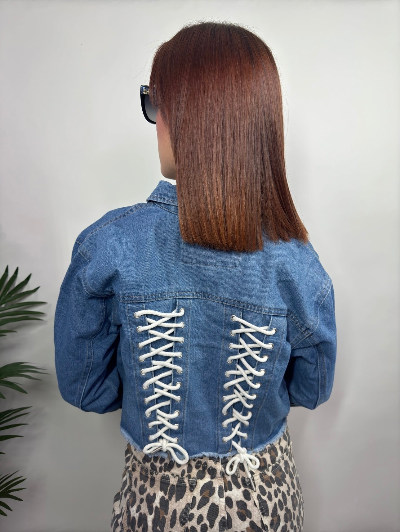 Frayed Collared Denim Crop Jacket
