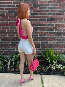 Color block Halter Wrap Tie Top