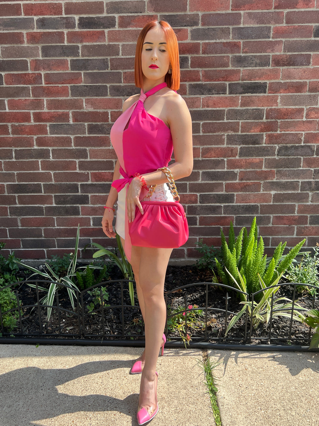 Color block Halter Wrap Tie Top