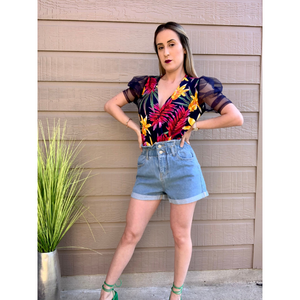 Paper Bag High Waist Mini Shorts