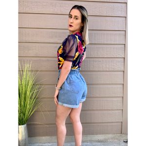 Paper Bag High Waist Mini Shorts