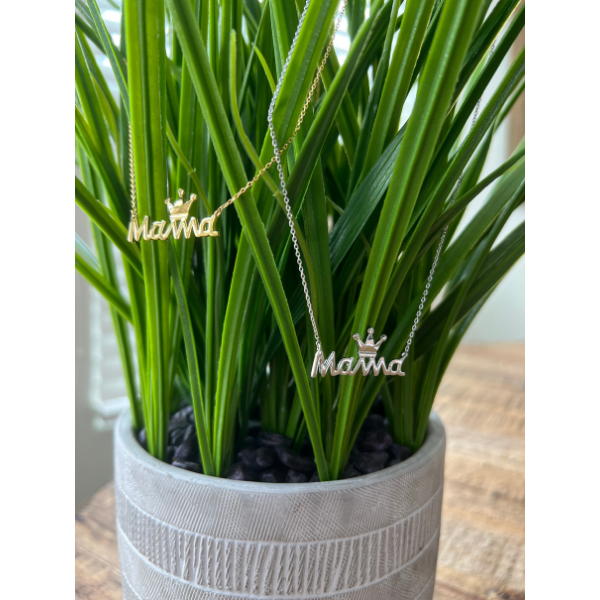 Gold Dipped Metal Crown MAMA Message Necklace