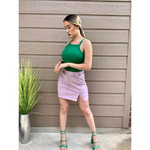 Chain Belted Suede Mini Skirt