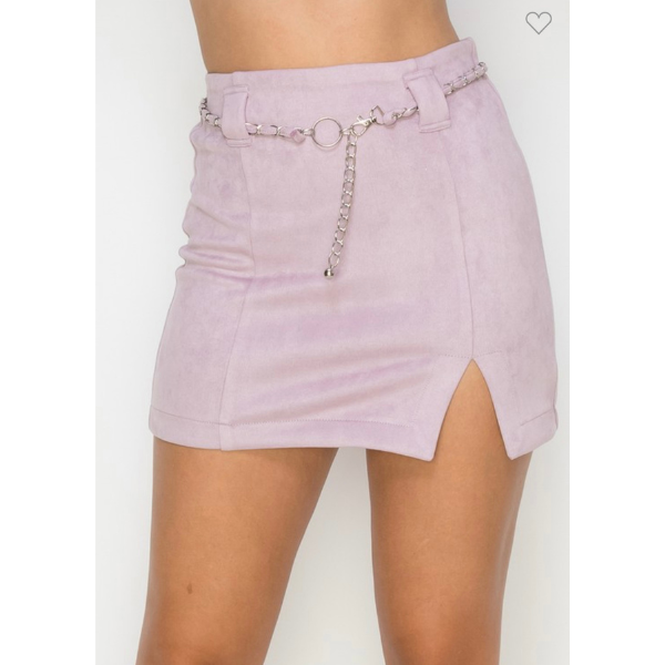 Chain Belted Suede Mini Skirt