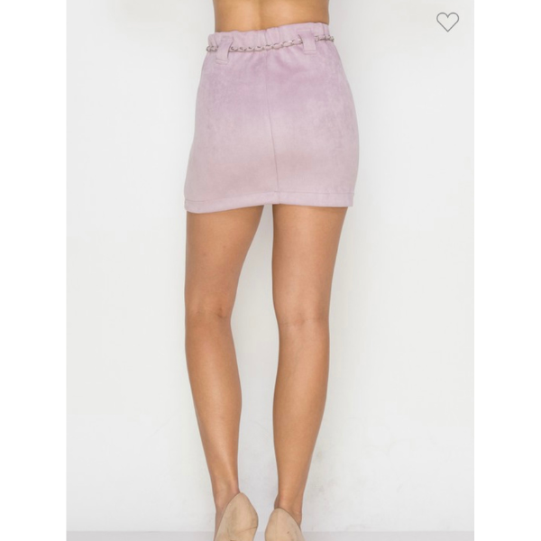 Chain Belted Suede Mini Skirt
