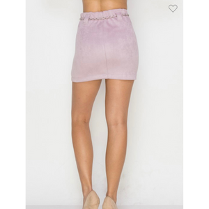 Chain Belted Suede Mini Skirt