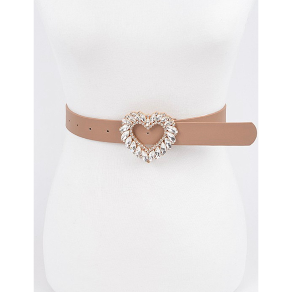 Rhinestone Heart Buckle Belt