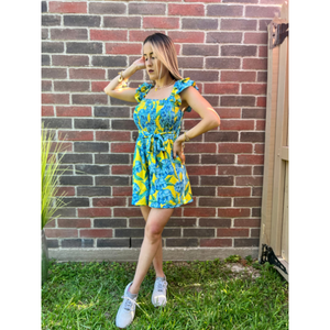 Printed Ruffle Sleeve Romper