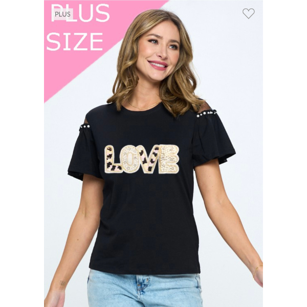 Detailed Mesh and Pearls Short Sleeve Top