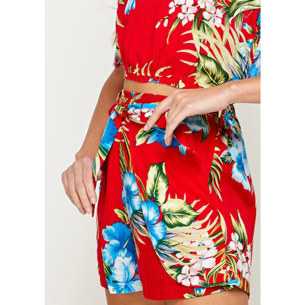 Printed Off Shoulder Top and Shorts