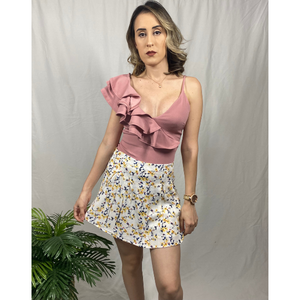 Floral Print Pleated Shorts