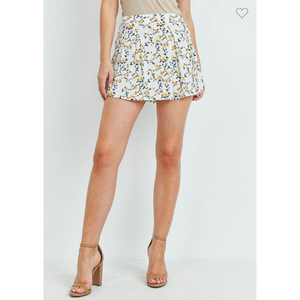 Floral Print Pleated Shorts