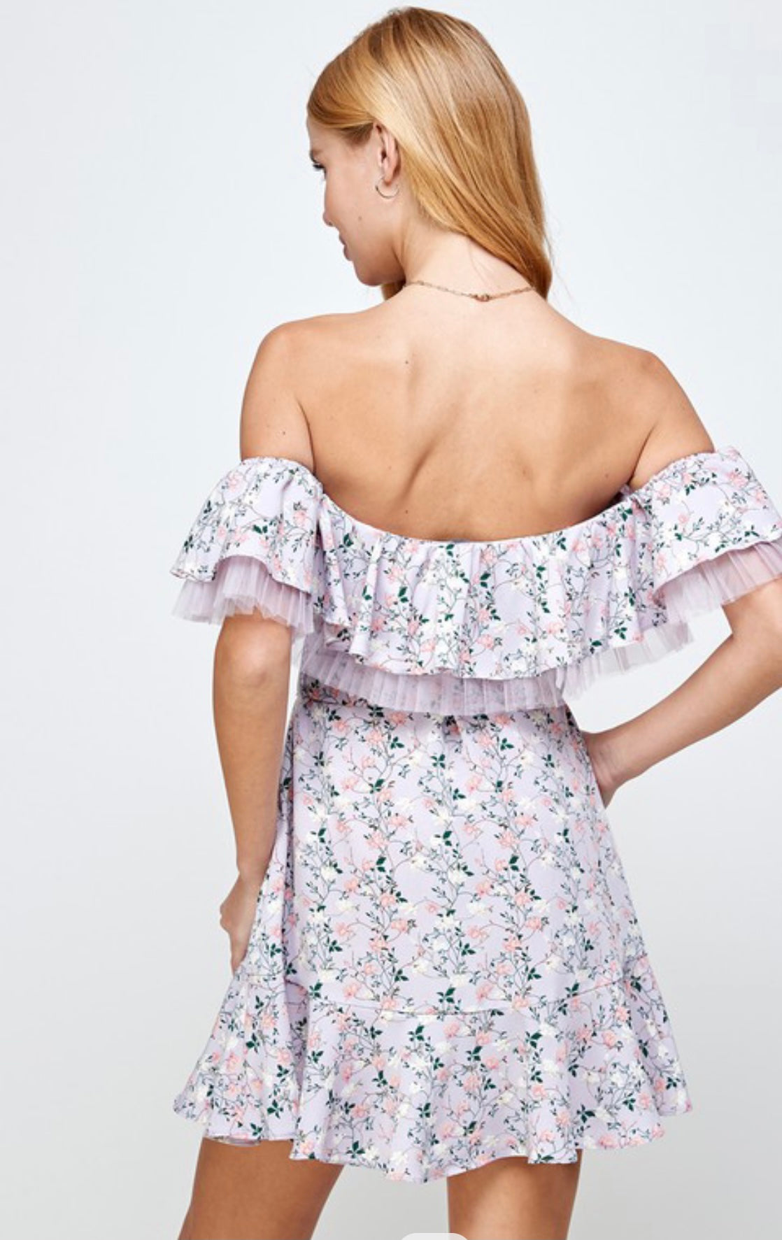 Printed Off Shoulder Mini Dress