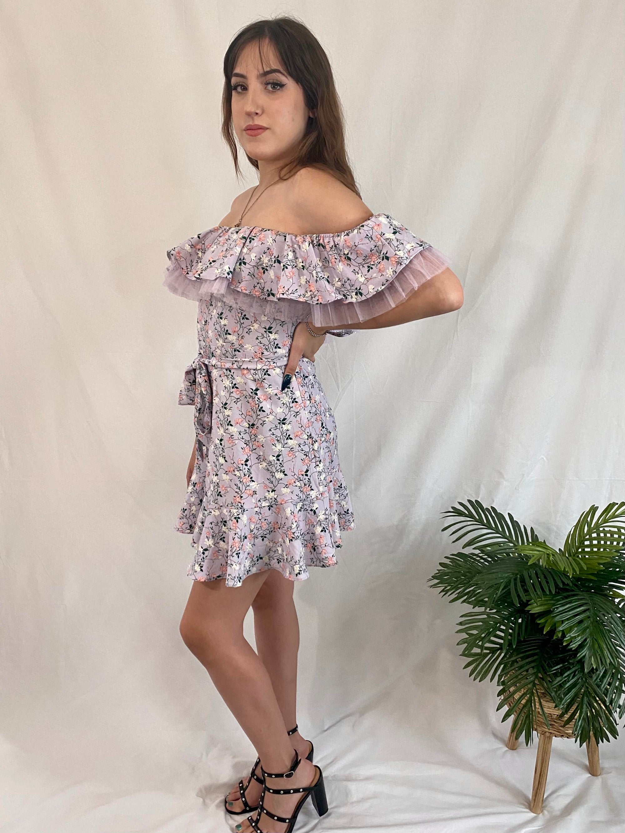 Printed Off Shoulder Mini Dress