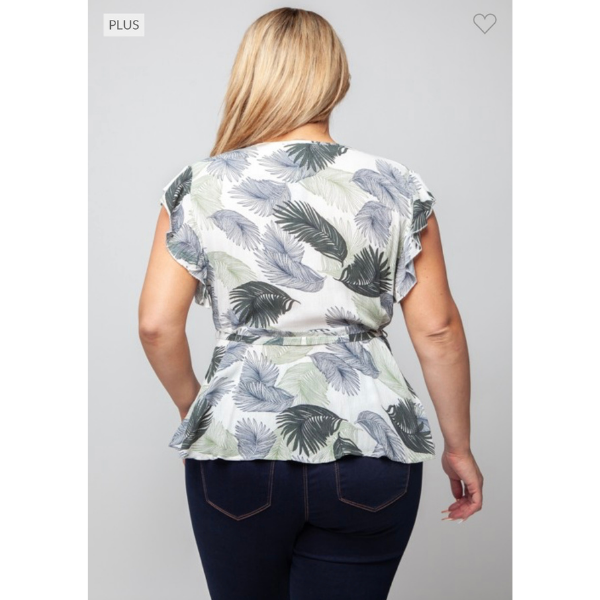 Tropical Print Surplice Top