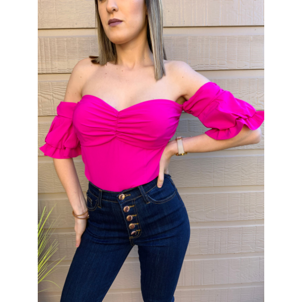 Off Shoulder W/Volume SLV Top