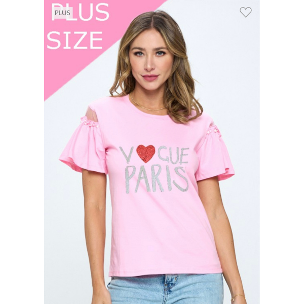 Detailed Mesh And Pearls Short Sleeve Top
