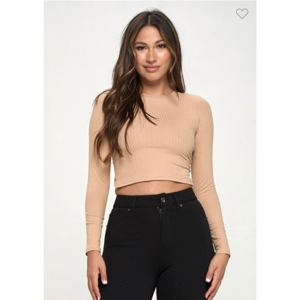 Long Sleeve Crop Top With Back Chain