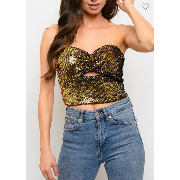 Sleeveless Tube Sequins Top