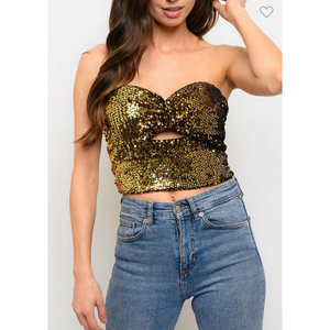 Sleeveless Tube Sequins Top