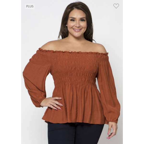 Plus Size Smocked Off Shoulder Top