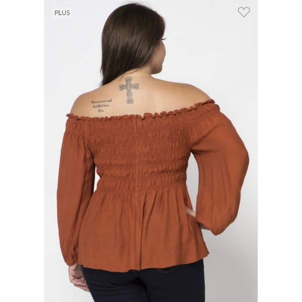 Plus Size Smocked Off Shoulder Top
