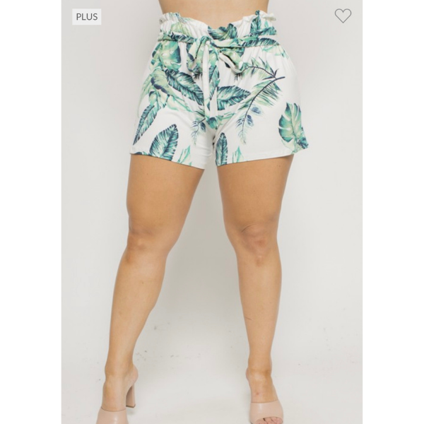 Plus Size Tropical Print Shorts
