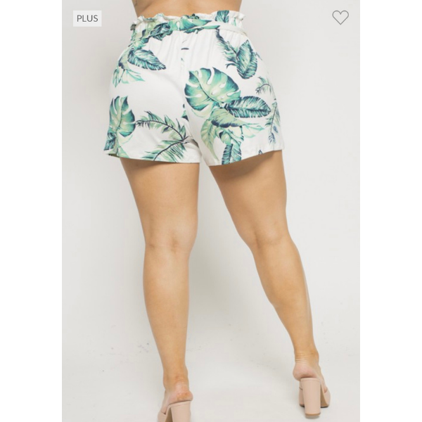 Plus Size Tropical Print Shorts